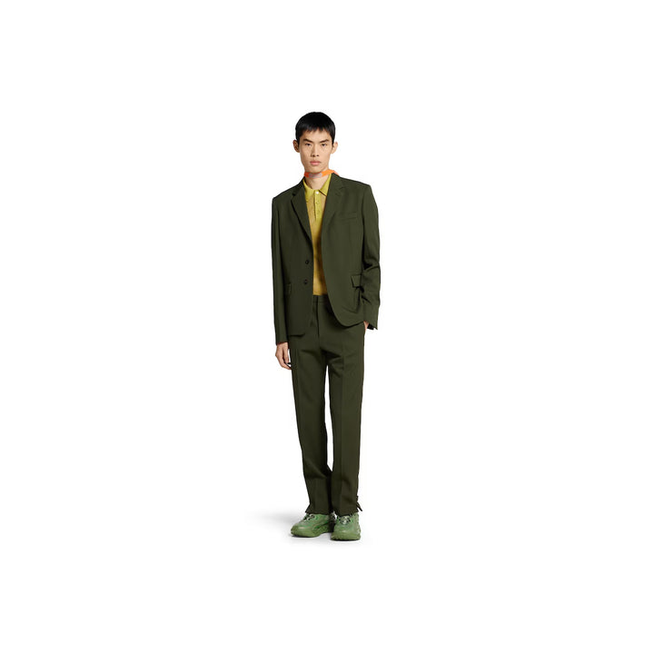 GUCCI EMBOSSED WOOL TWILL PANTS