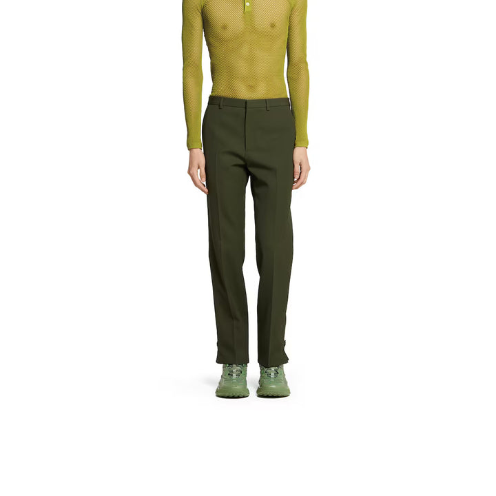 GUCCI EMBOSSED WOOL TWILL PANTS