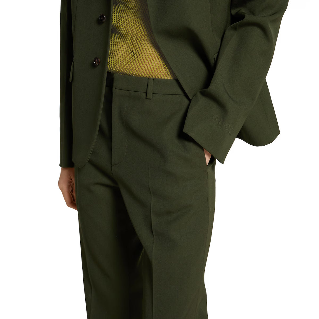 GUCCI EMBOSSED WOOL TWILL PANTS