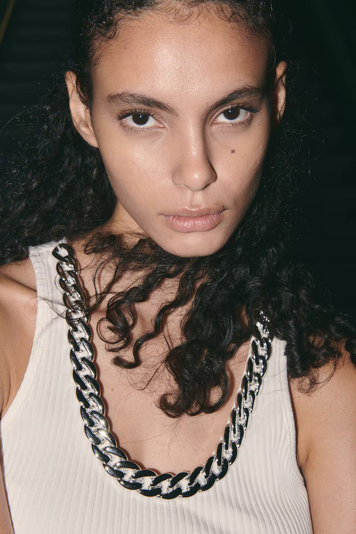 H&M Ribbed Chain-Detail Sleeveless Top