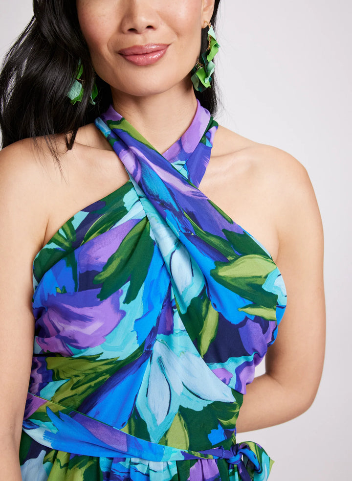 LAURA Tropical Halter Dress