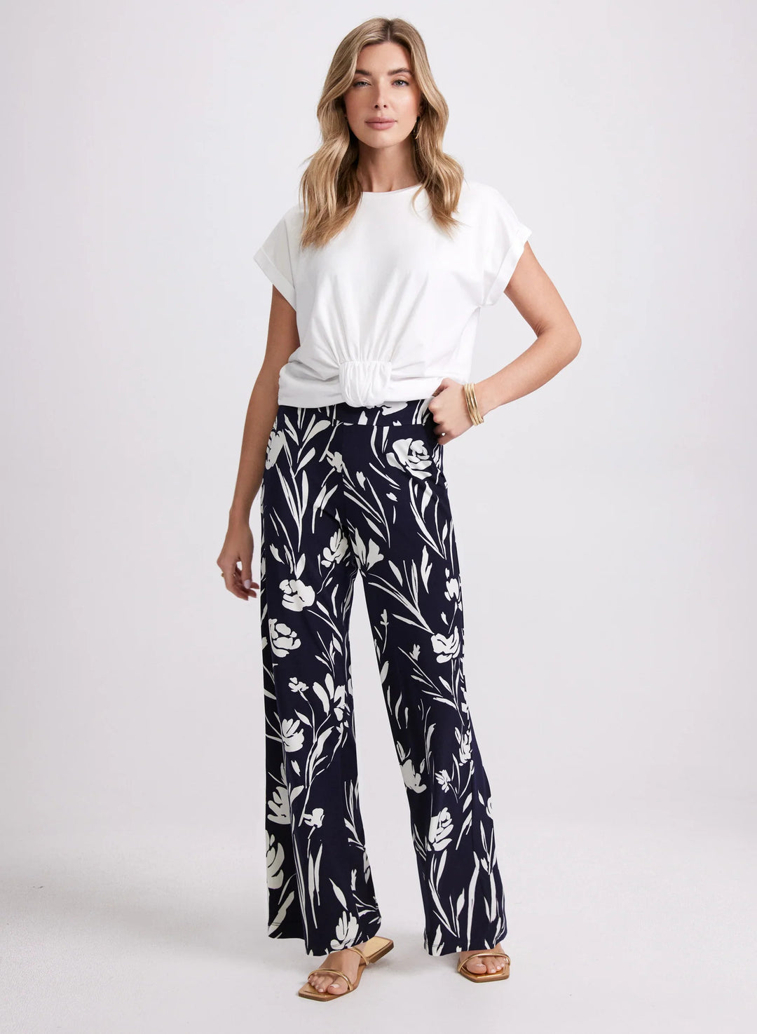 LAURA Wide-Leg Floral Print Pants