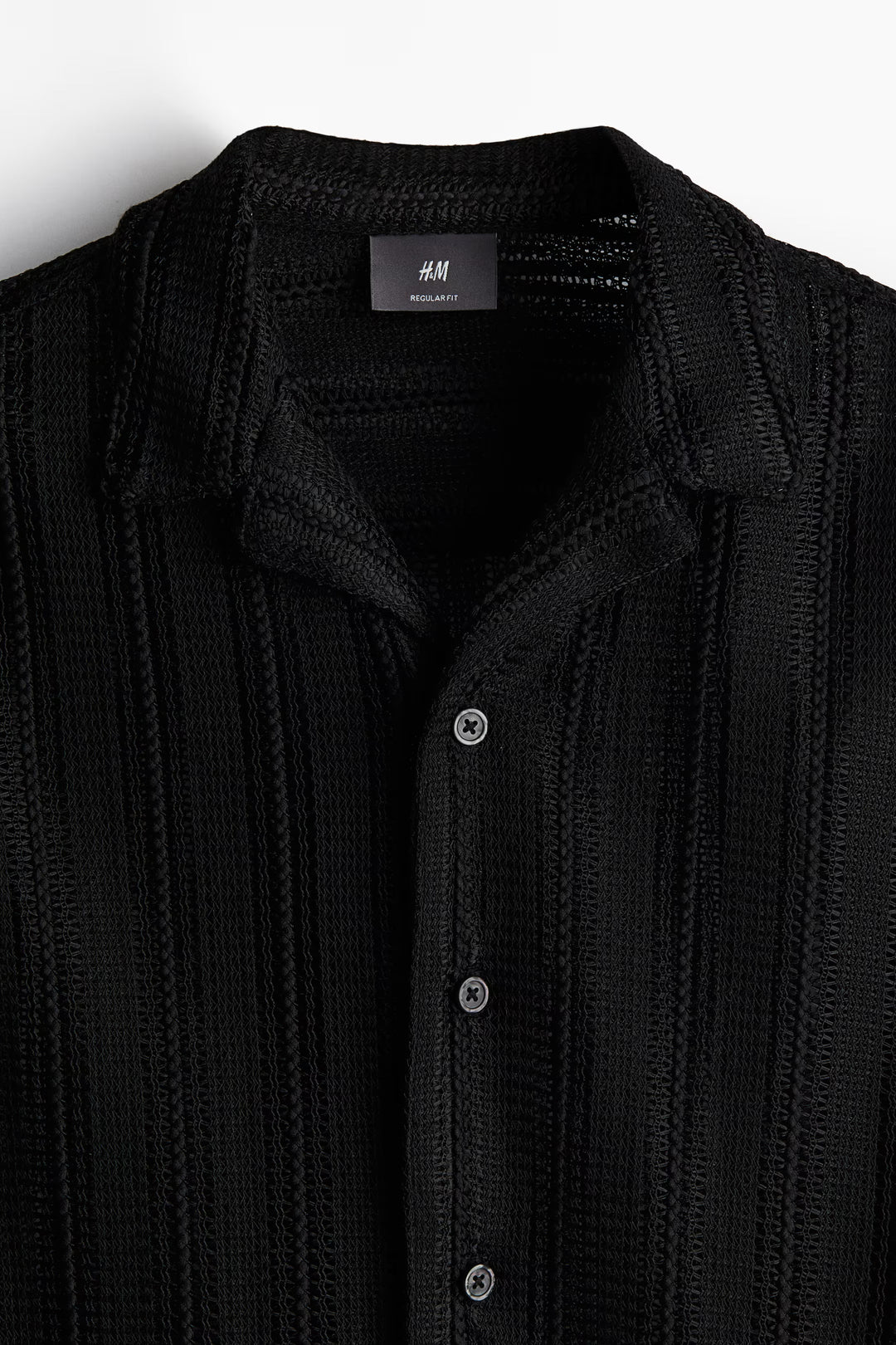 H&M Regular Fit Hole-Knit Resort Shirt