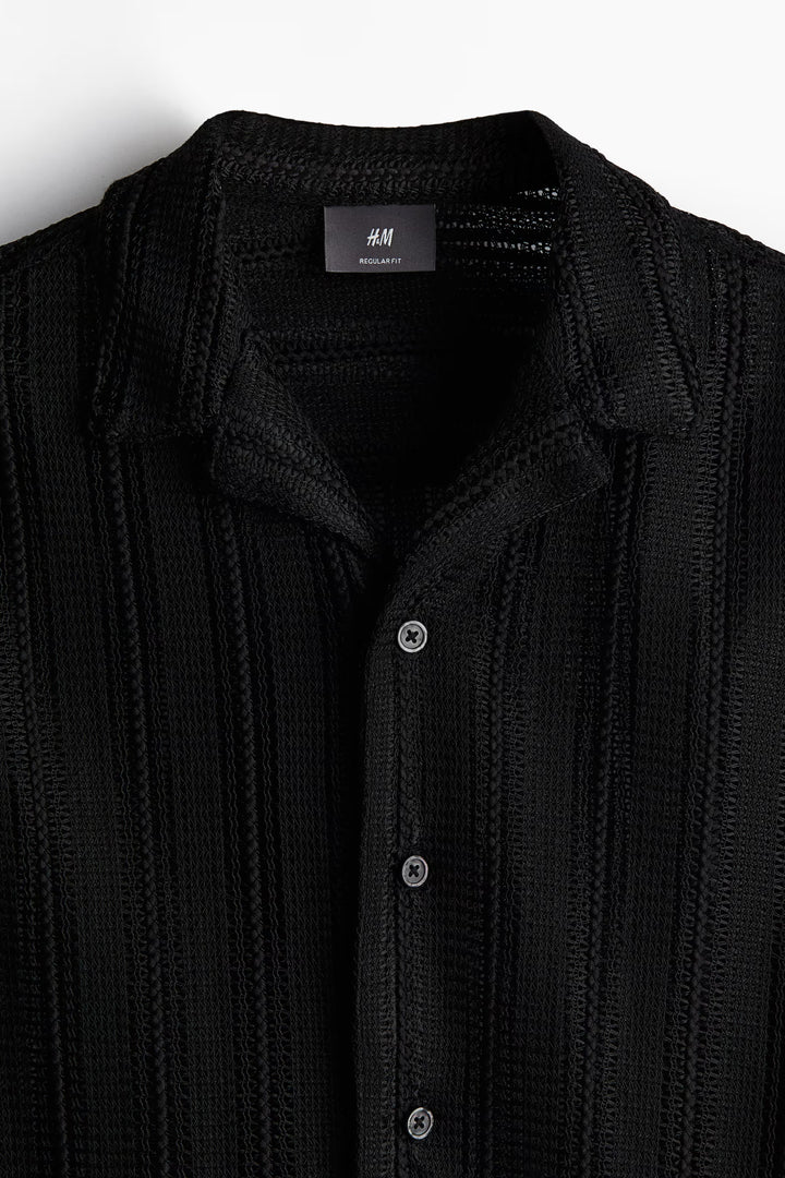 H&M Regular Fit Hole-Knit Resort Shirt
