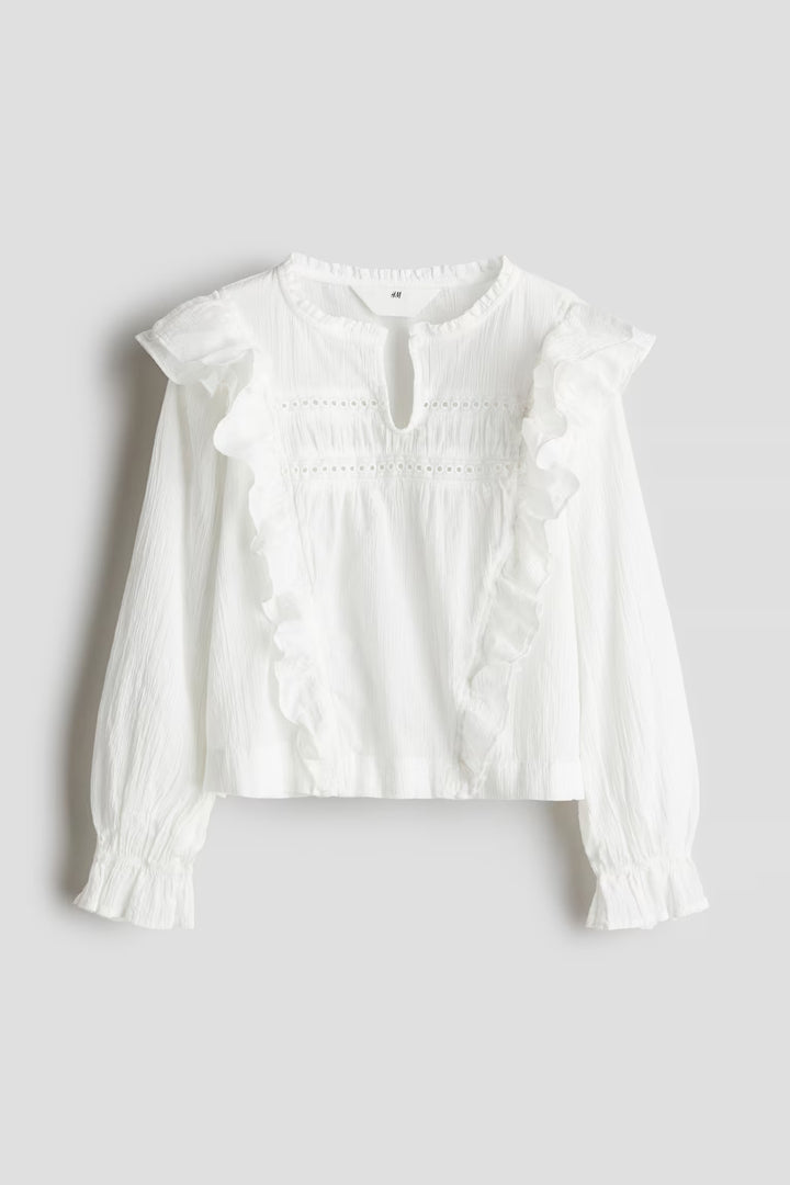 H&M Flounced Cotton Blouse