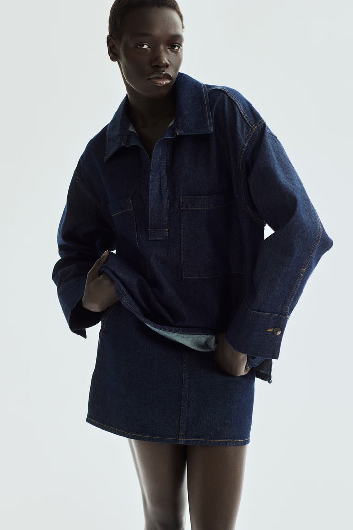 H&M Oversized Pullover Denim Shirt