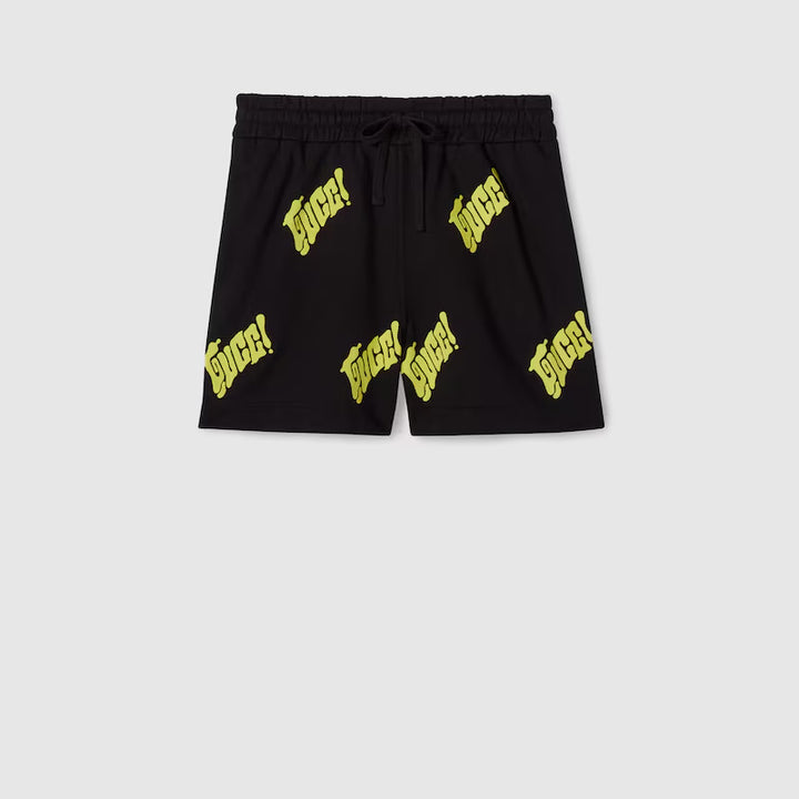 GUCCI EMBROIDERED COTTON JERSEY SHORTS