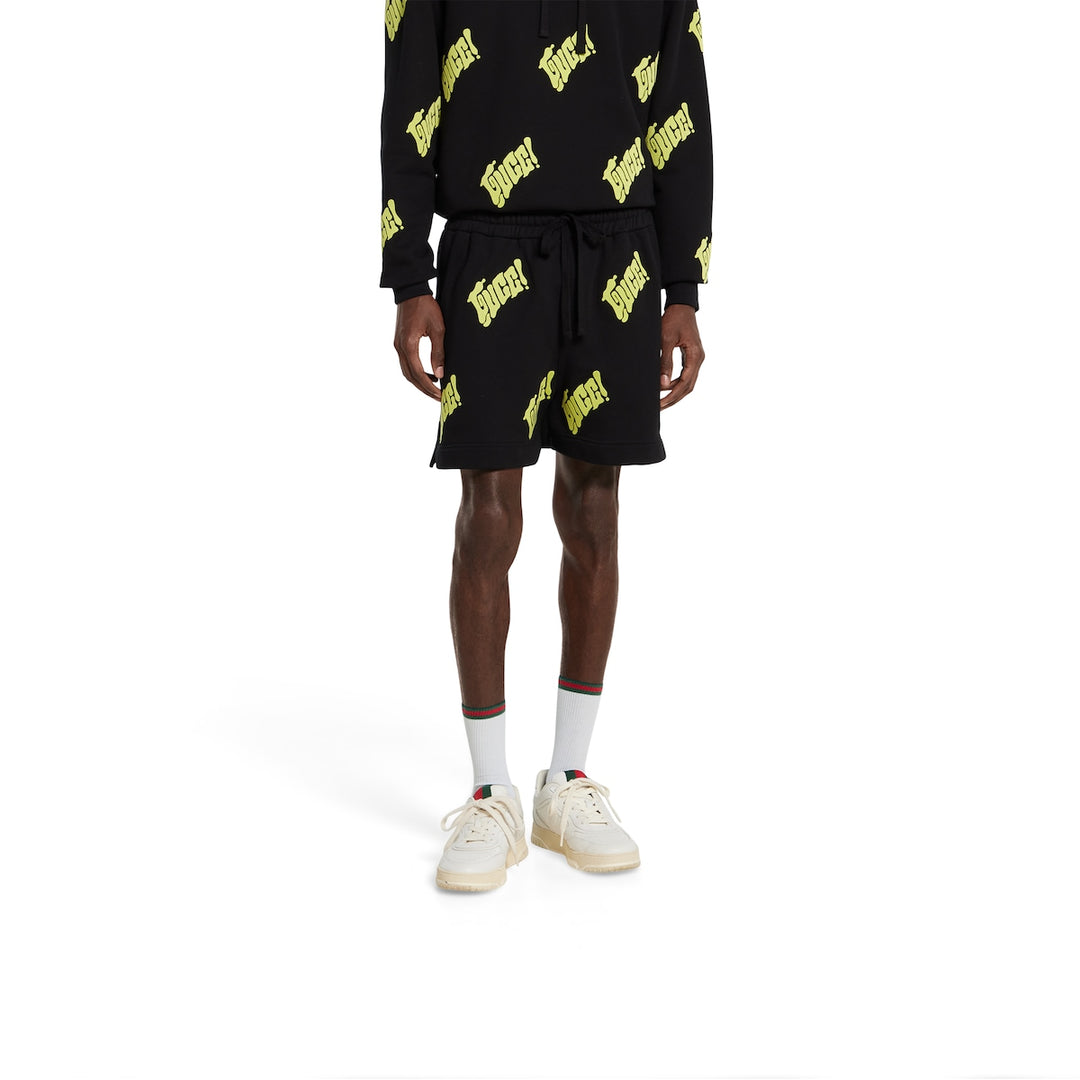 GUCCI EMBROIDERED COTTON JERSEY SHORTS