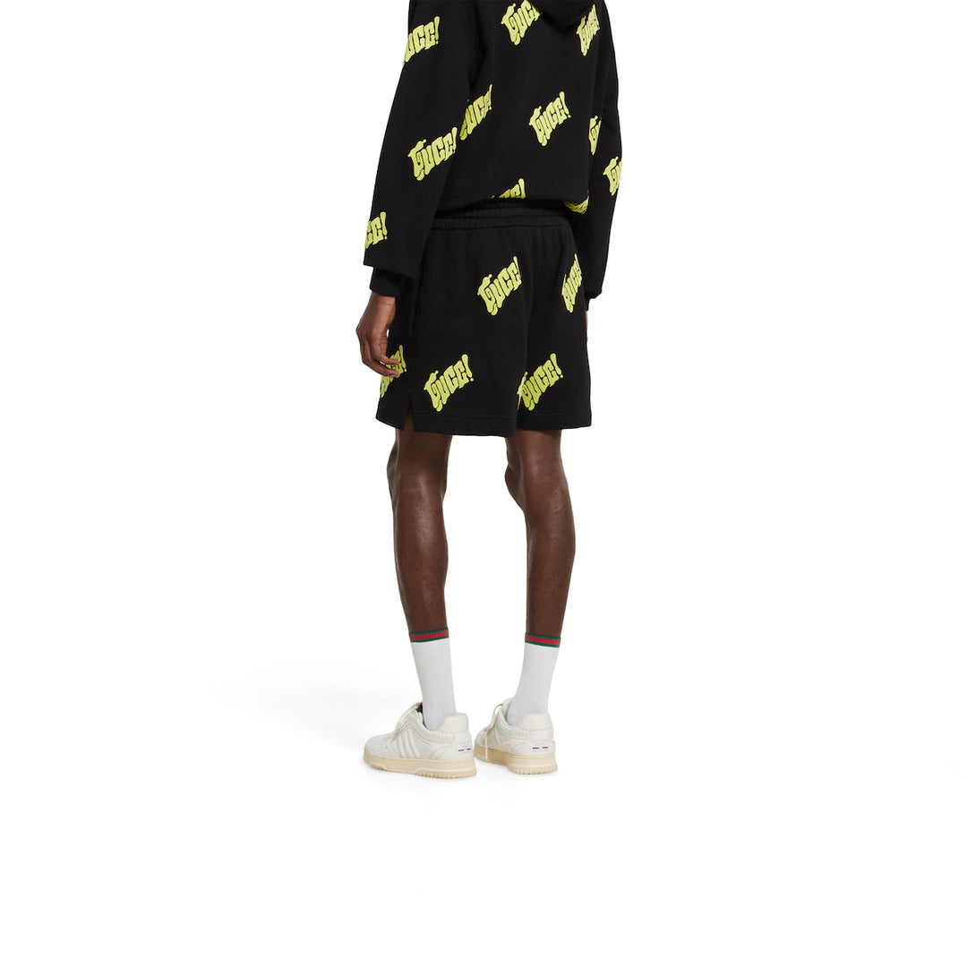 GUCCI EMBROIDERED COTTON JERSEY SHORTS