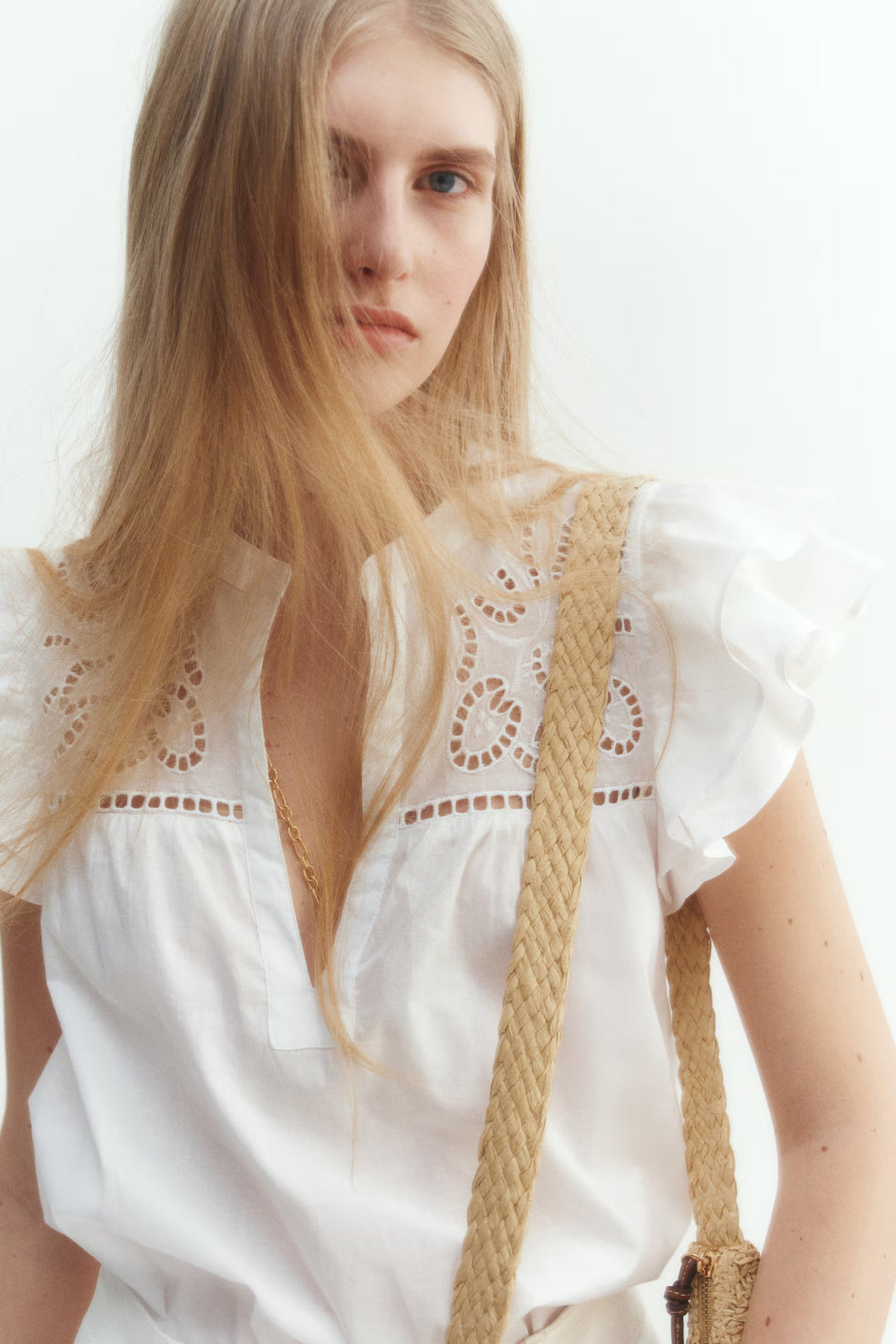 H&M Blouse with Eyelet Embroidery