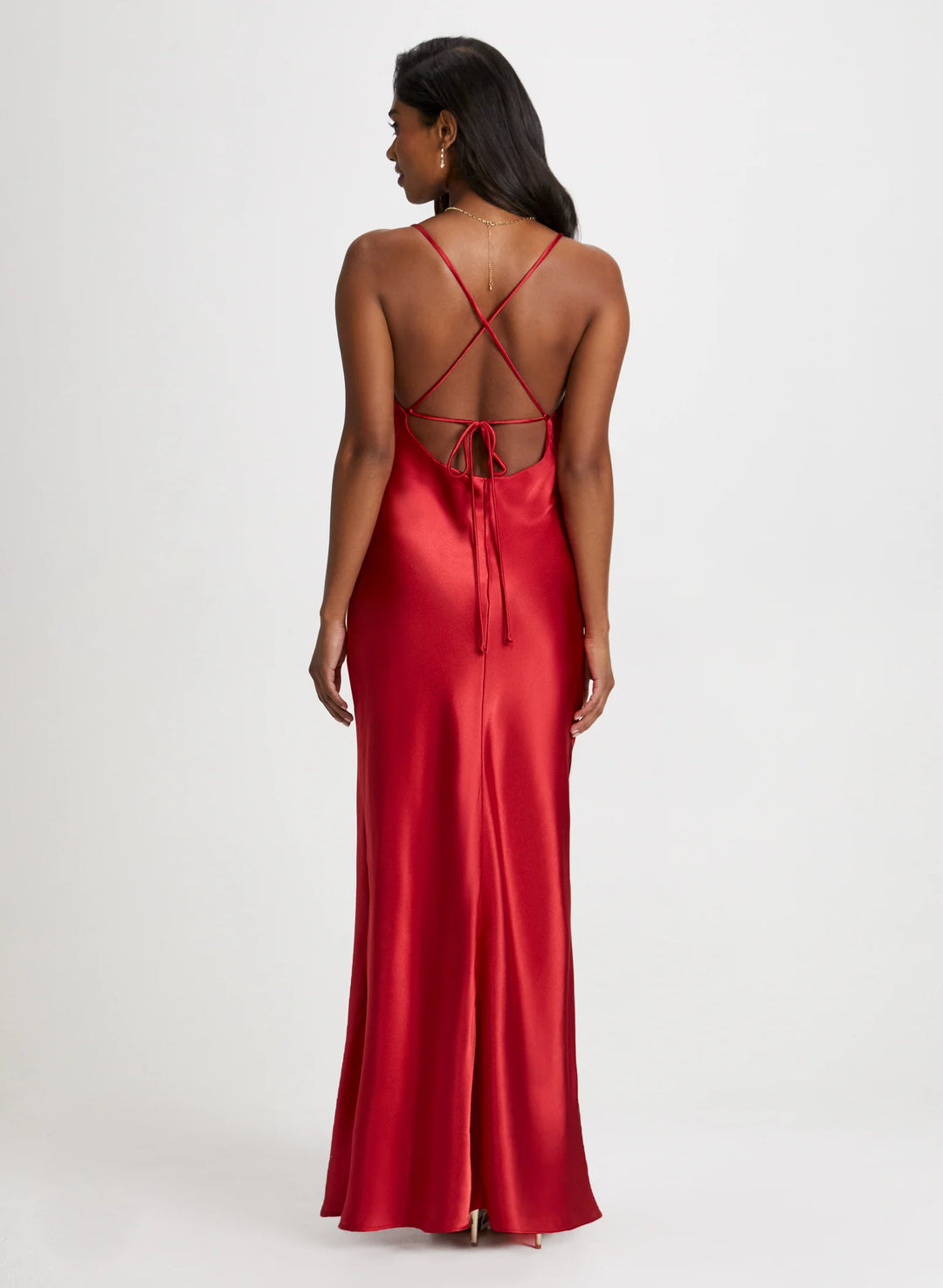 LAURA Drape Neck Satin Dress