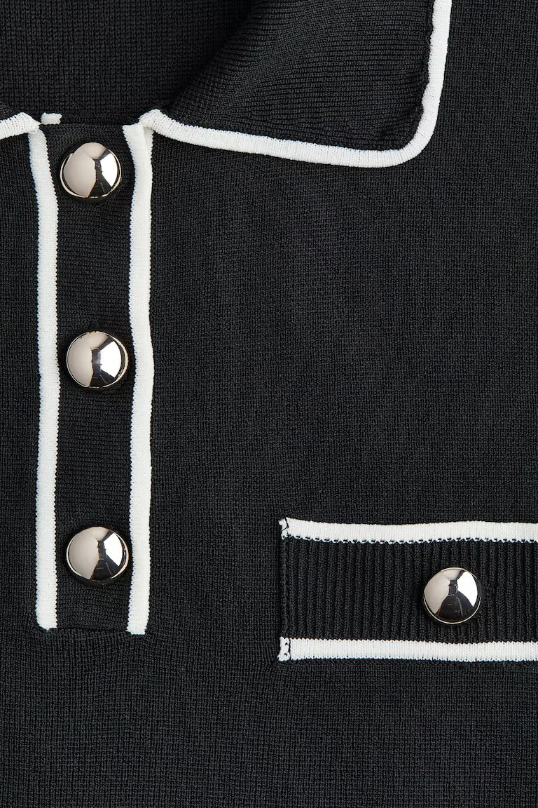 H&M KNIT TOP WITH COLLAR