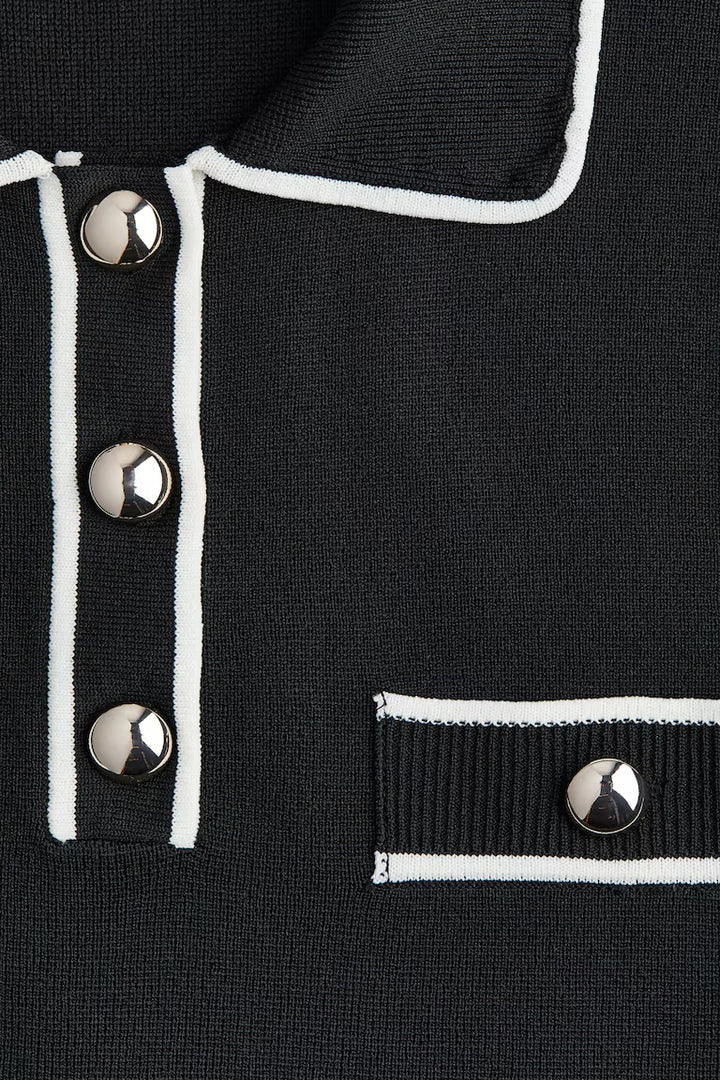 H&M KNIT TOP WITH COLLAR