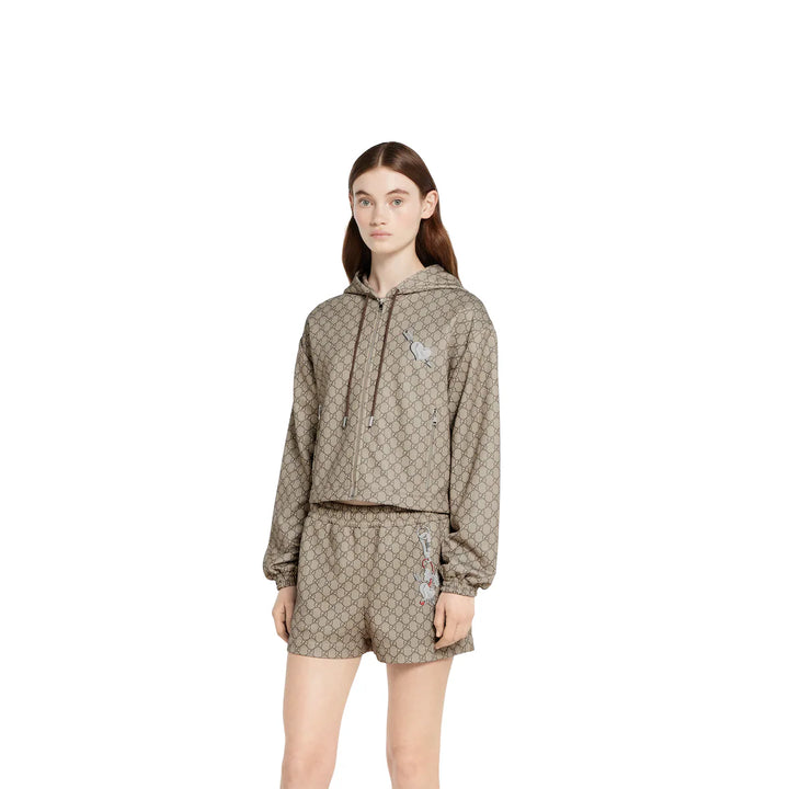 GUCCI Printed technical jersey zip jacket