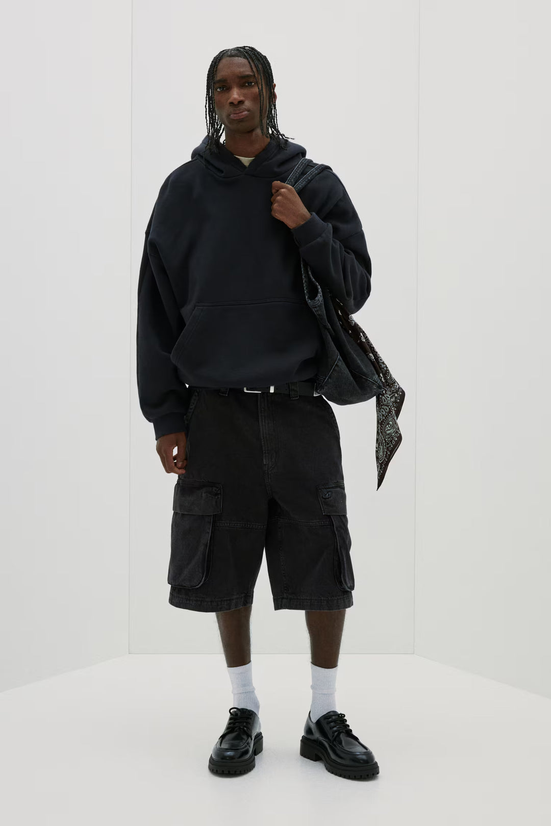 H&M Loose Denim Cargo Shorts