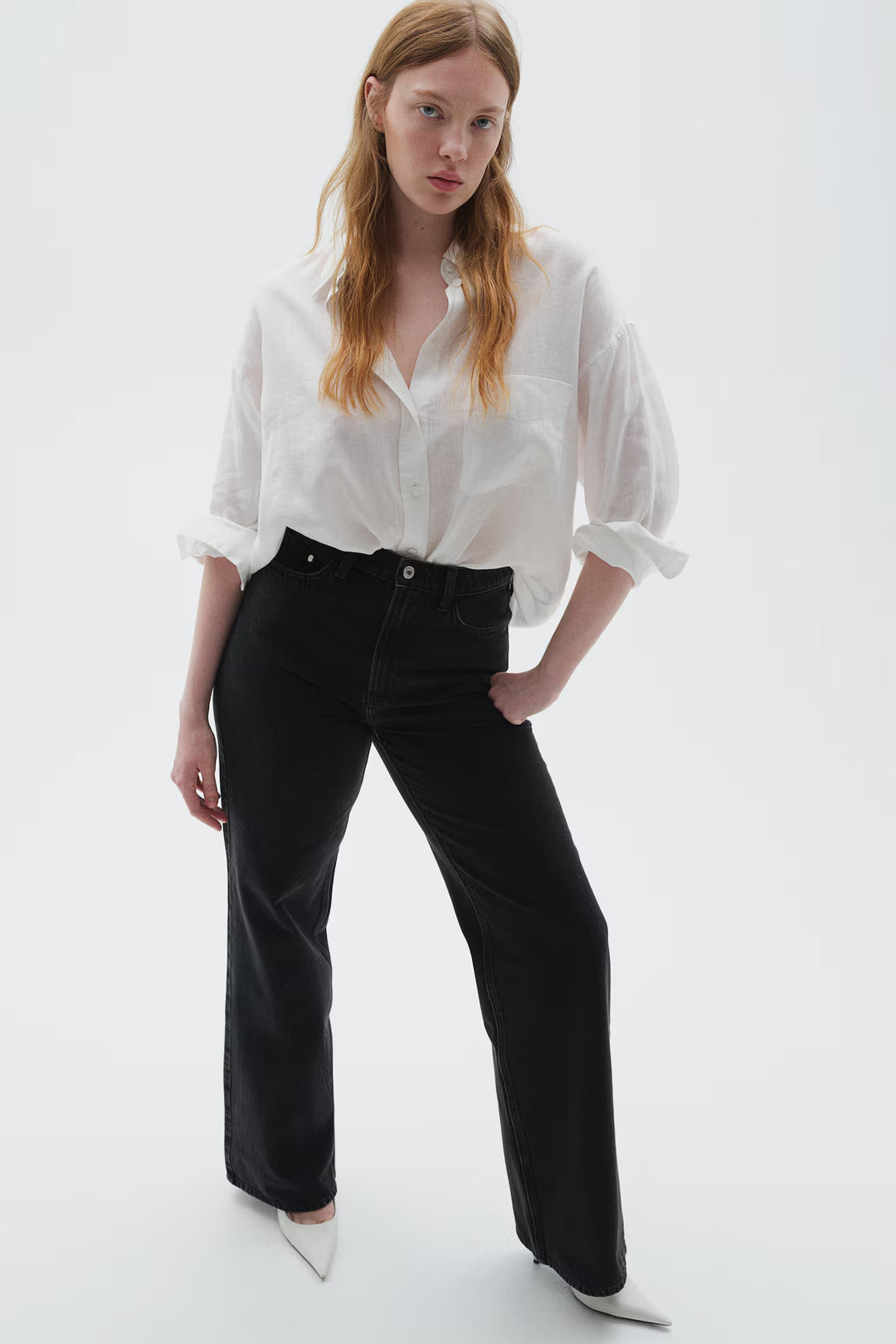 H&M Curvy Fit Wide Ultra High Jeans