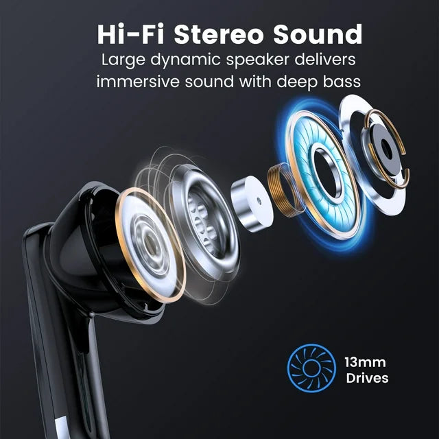 VEATOOL P91 Wireless Earbuds, Bluetooth Headphones V5.4 Stereo Ear buds with Noise Cancelling Mics, 60H Playback Mini Case with Dual LED Display, IP7 Waterproof in-Ear Earphones for Android iOS