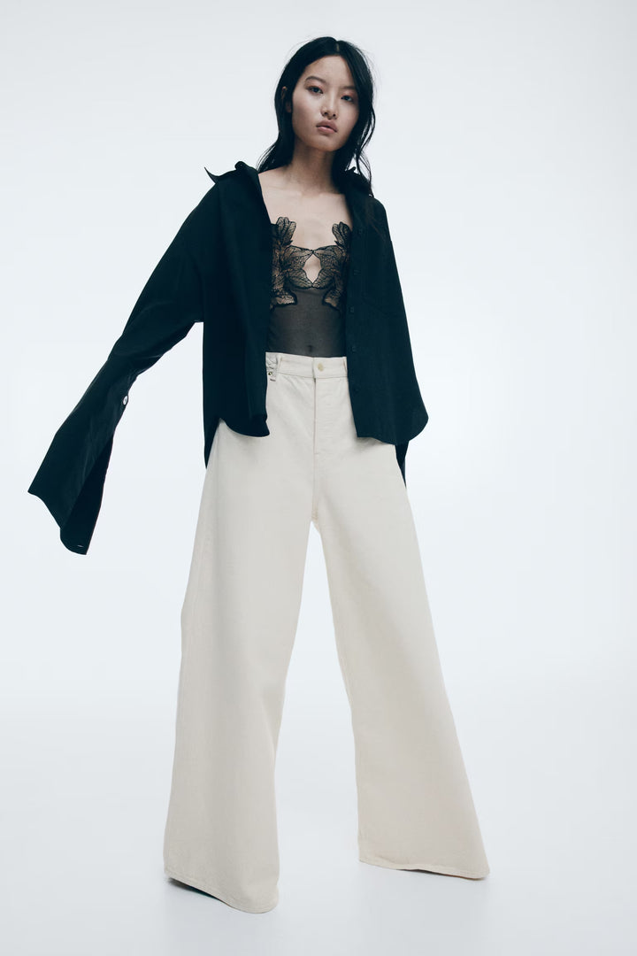 H&M Wide-Leg Braided Jeans