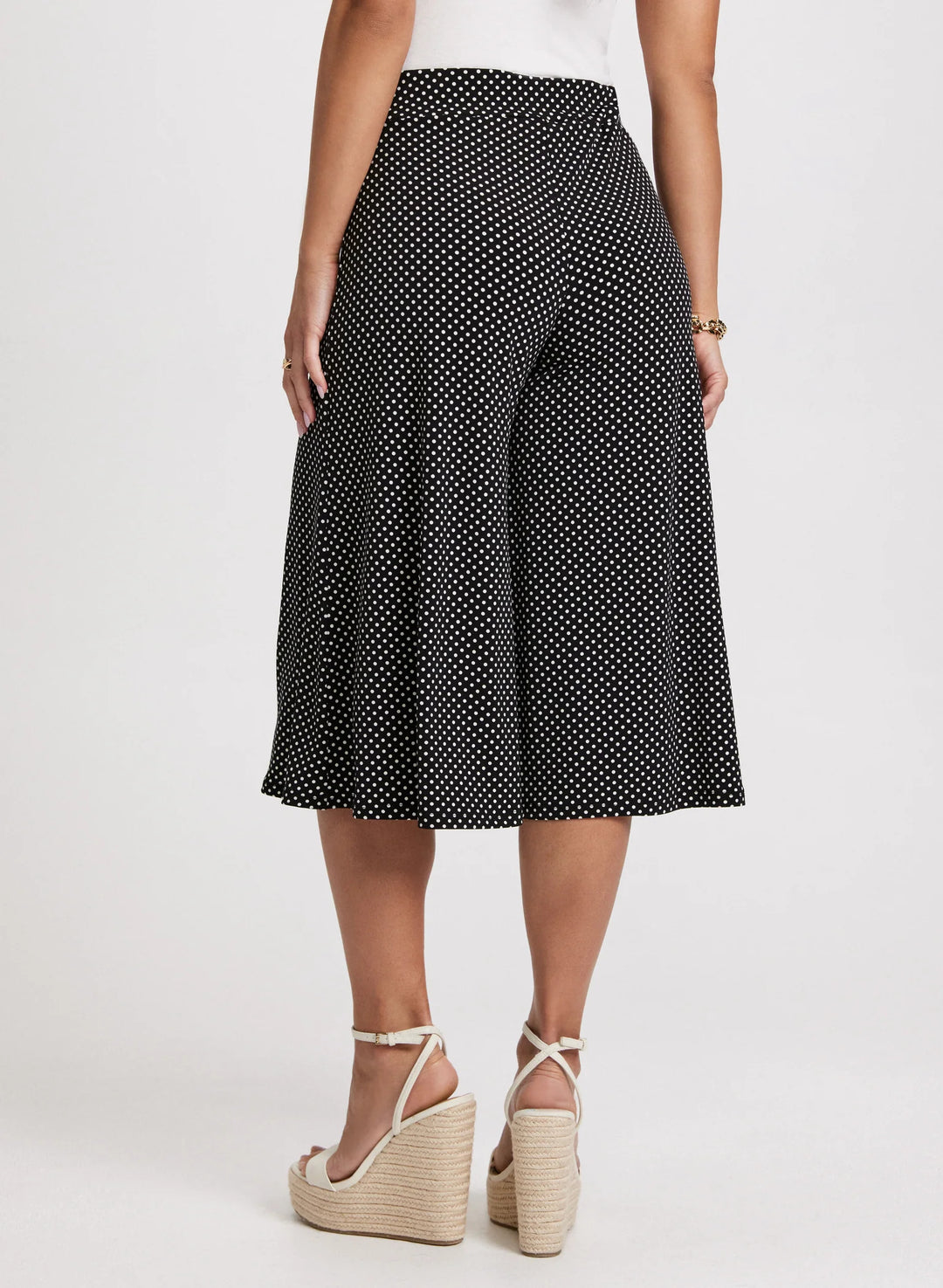 LAURA Pull-On Polka Dot Wide Leg Capris