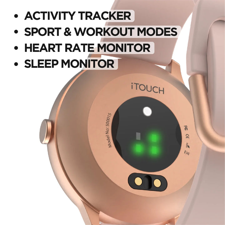 Itouch Sport 3 Smart Watch & Fitness Tracker, Women & Men, (43mm), Gold Mesh
