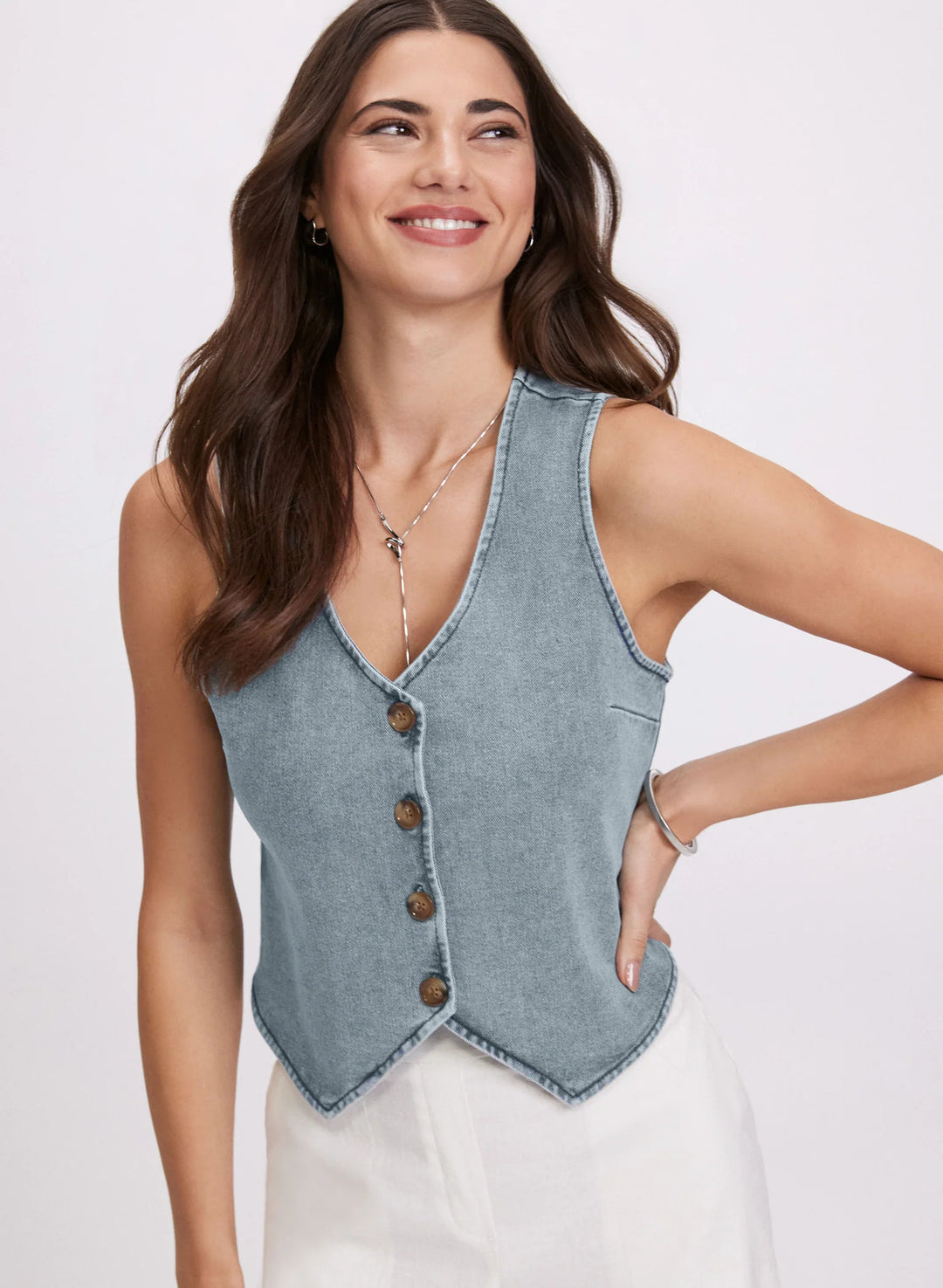 LAURA Button-Down Denim Vest