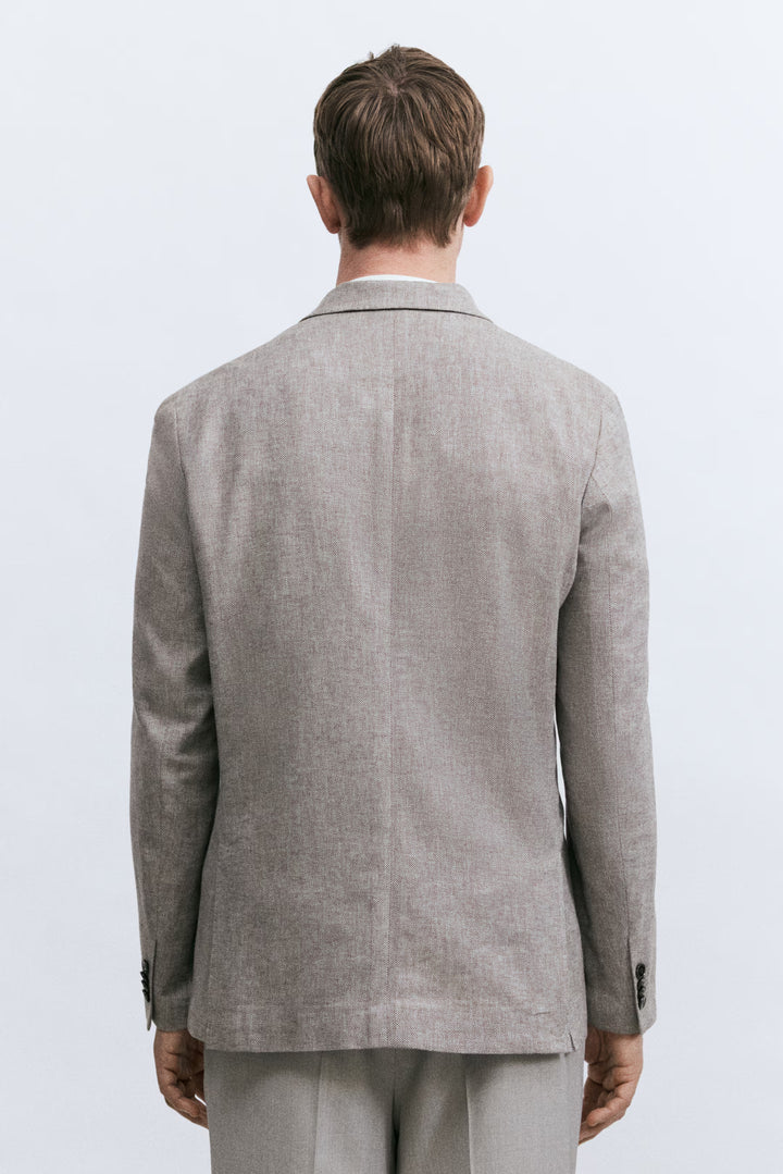 H&M Relaxed-Fit Double-Breasted Linen-Blend Jacket