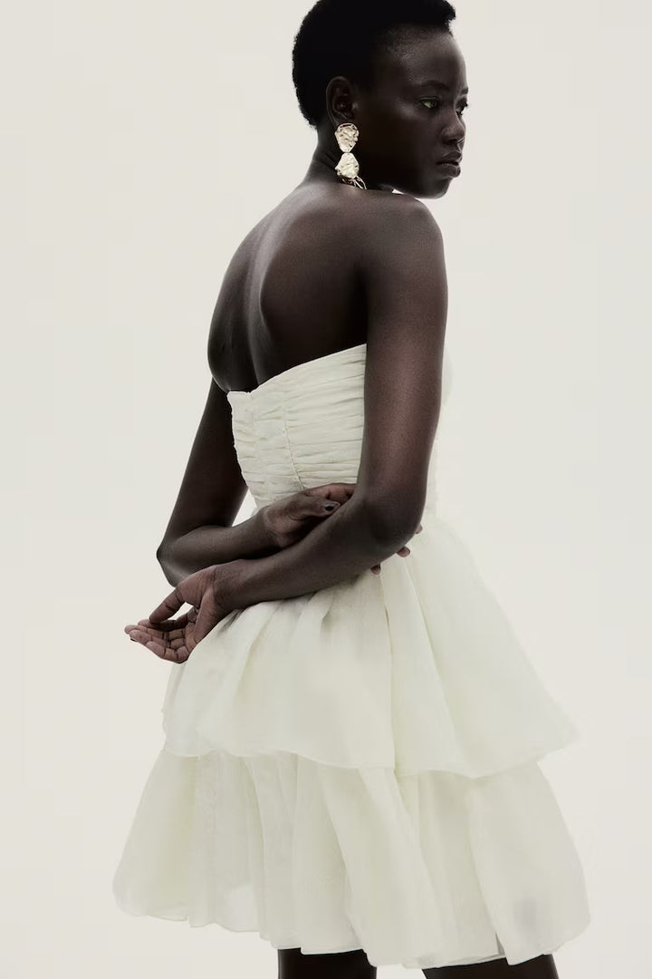 H&M  Bandeau Dress with Flared Skirt