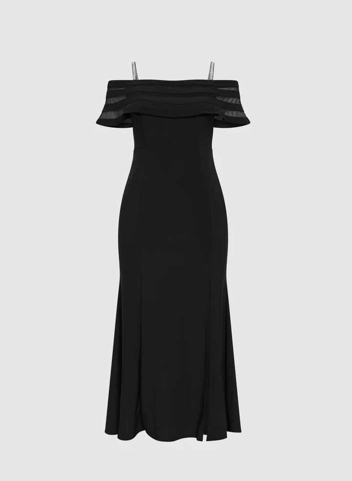 LAURA Off-Shoulder Sheer Panel Dress