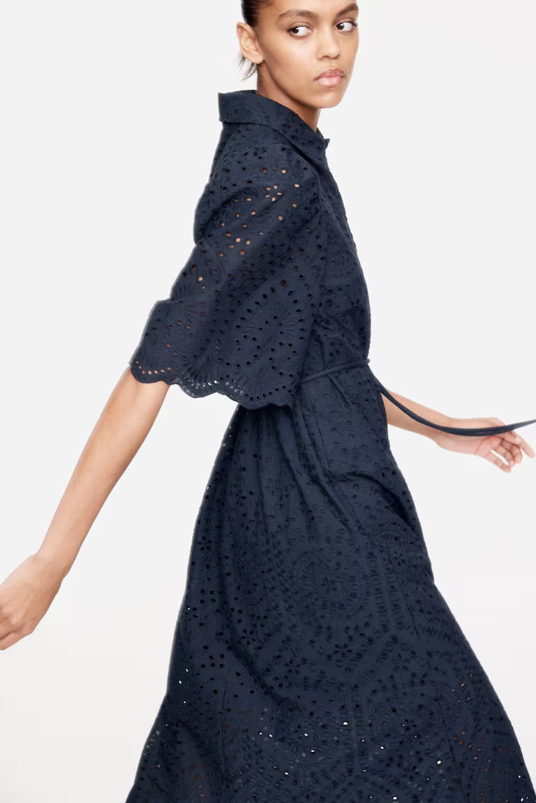 H&M Eyelet Embroidered Shirt Dress