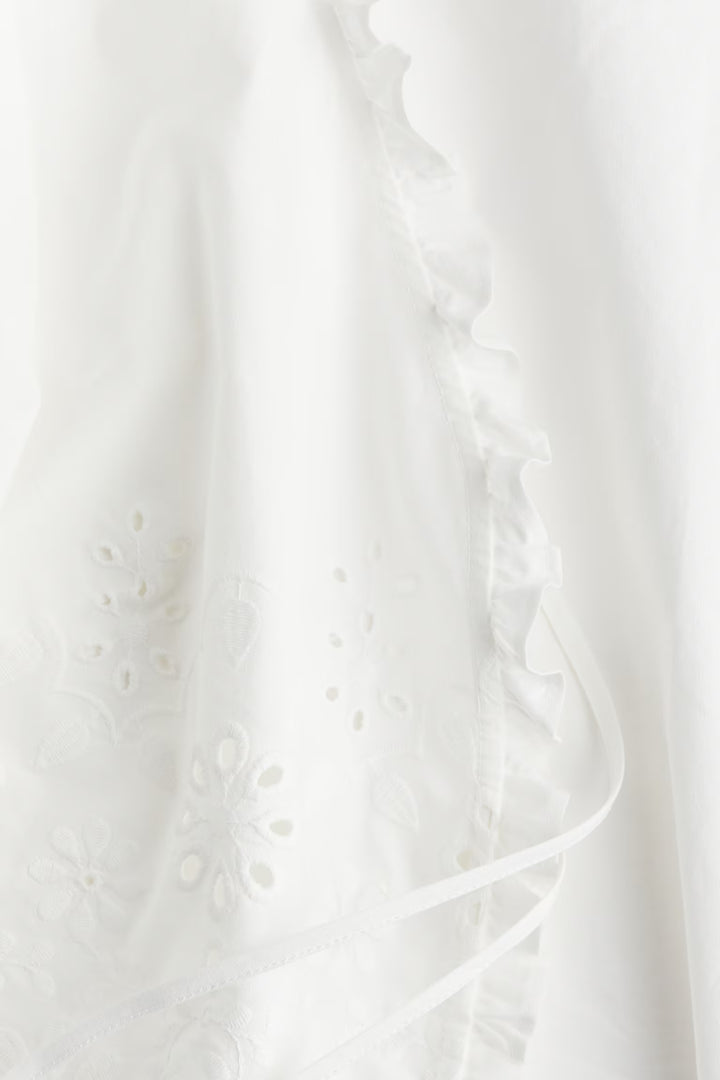 H&M Cotton Blouse with Eyelet Embroidery