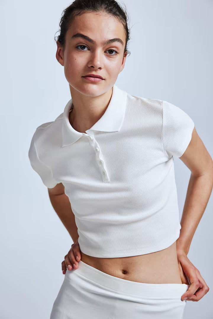 H&M RIBBED POLO SHIRT