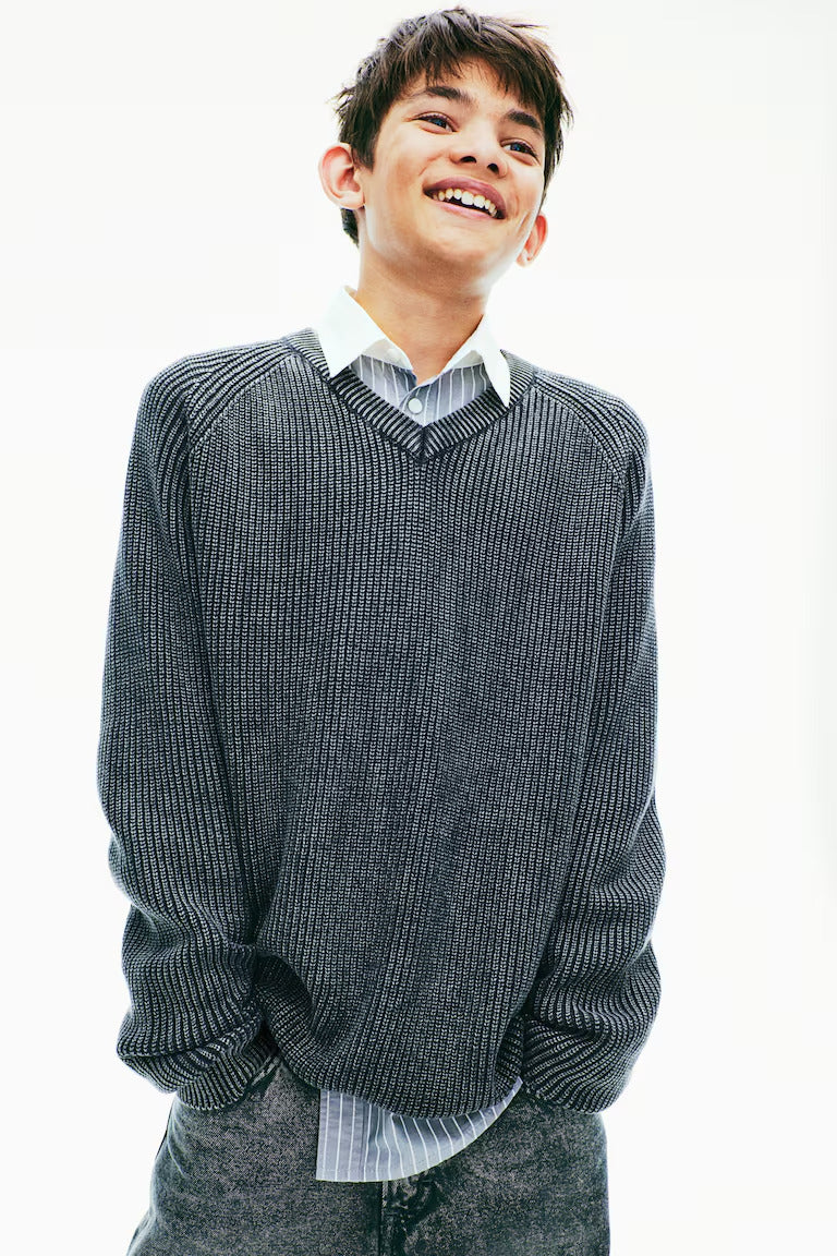 H&M Rib-Knit V-Neck Sweater
