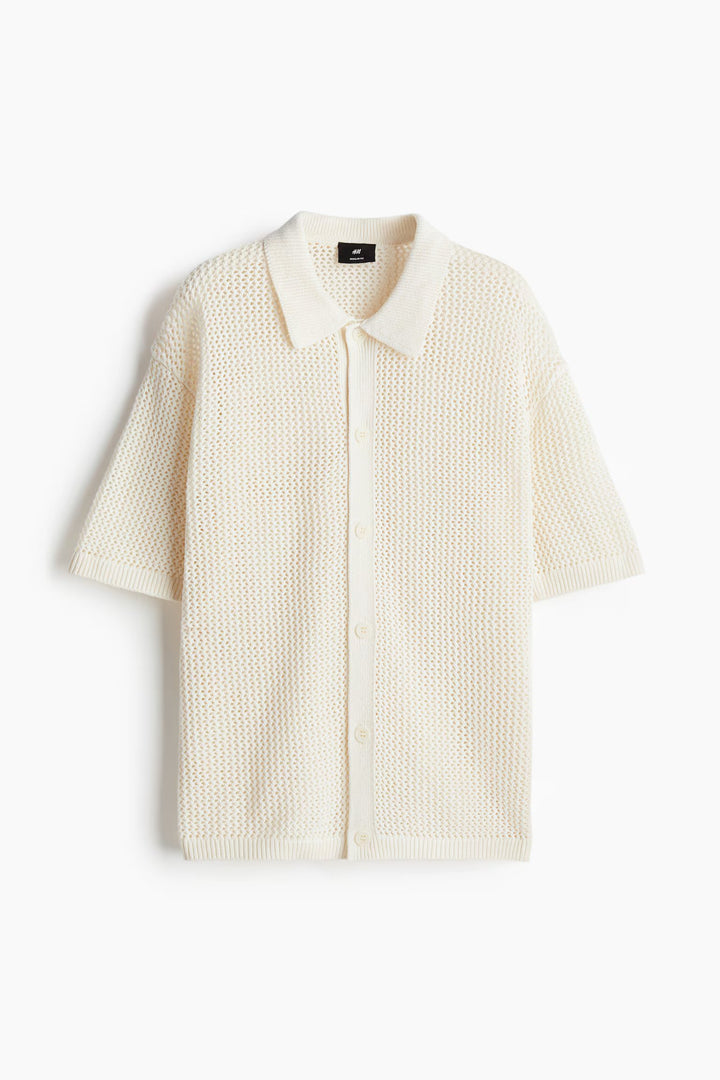 H&M Regular Fit Pointelle-Knit Shirt