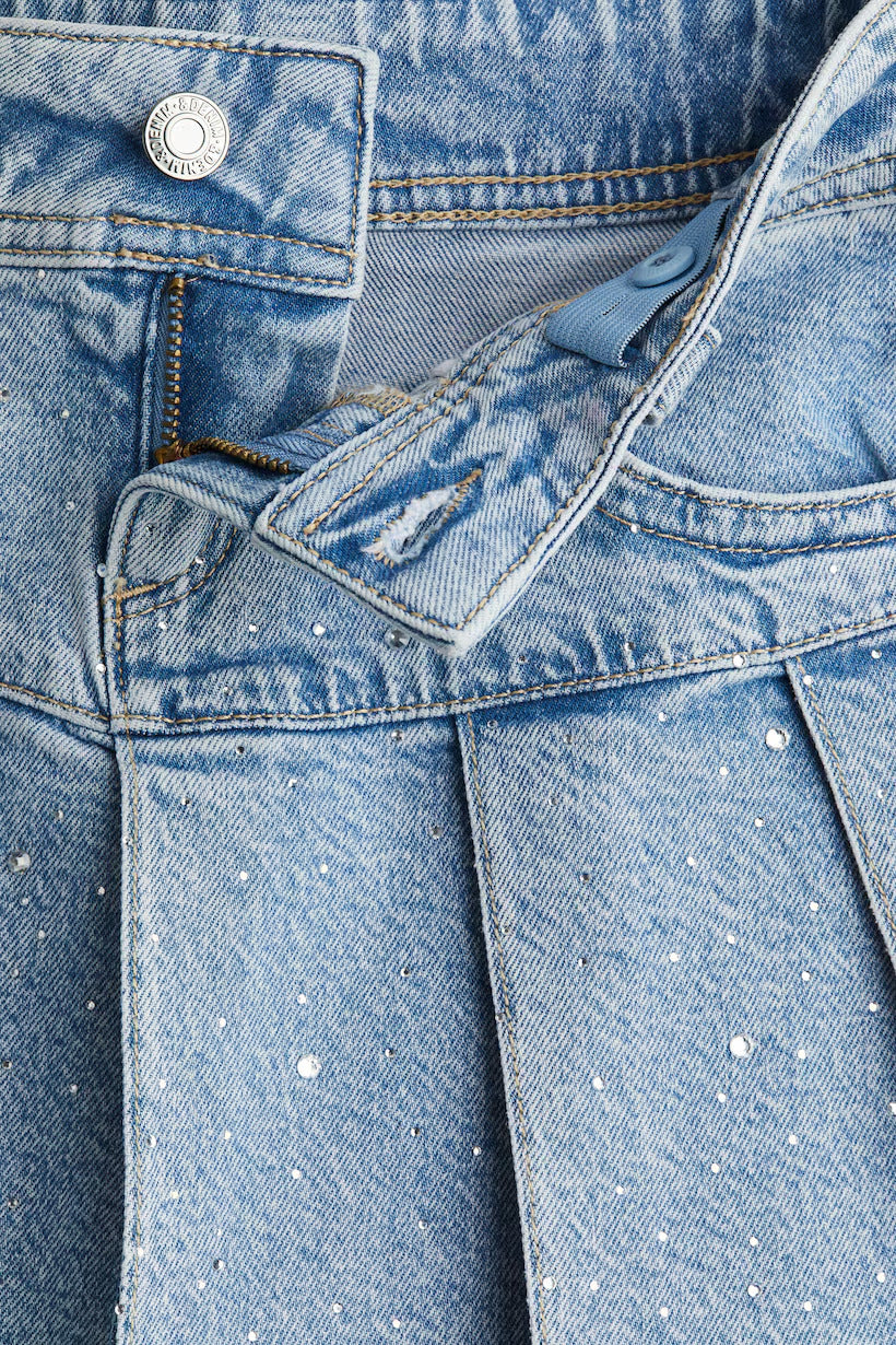 H&M Pleated Denim Skirt