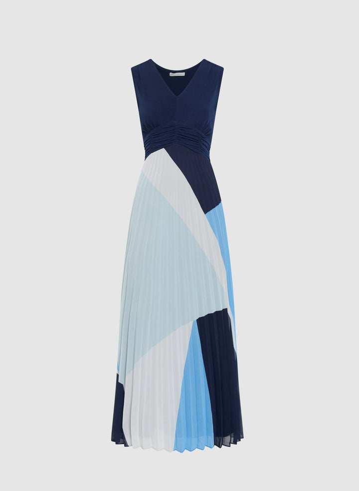 LAURA Pleated Geometric Print Dress