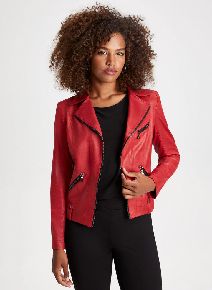 LAURA Zip Detail Faux Suede Jacket