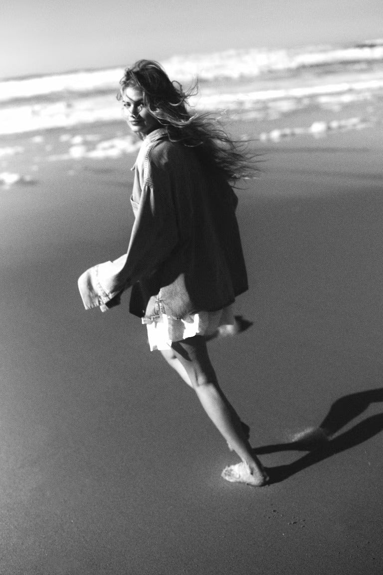 H&M LACE-INSET TIERED SKIRT