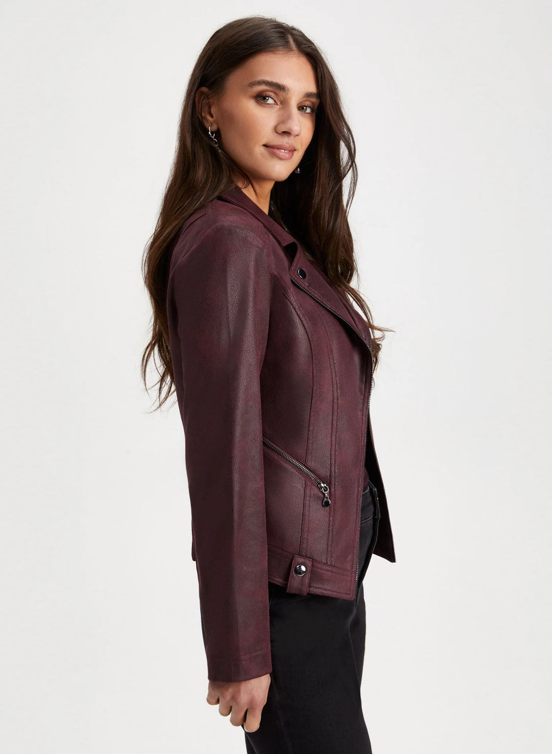 LAURA Snap Detail Faux Suede Jacket