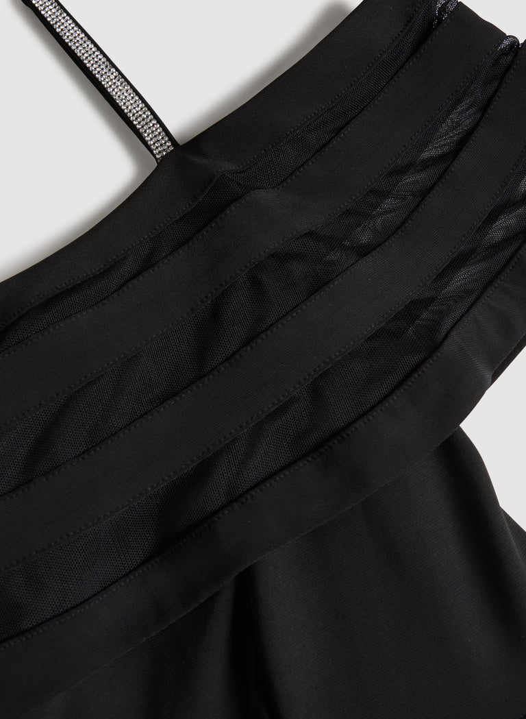 LAURA Off-Shoulder Sheer Panel Dress