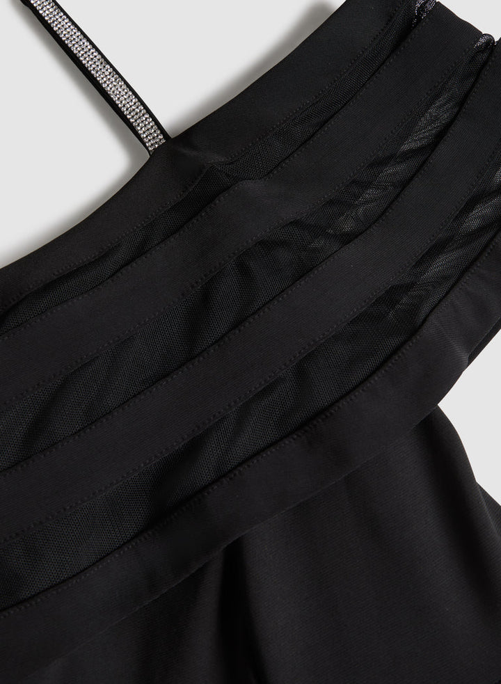 LAURA Off-Shoulder Sheer Panel Dress