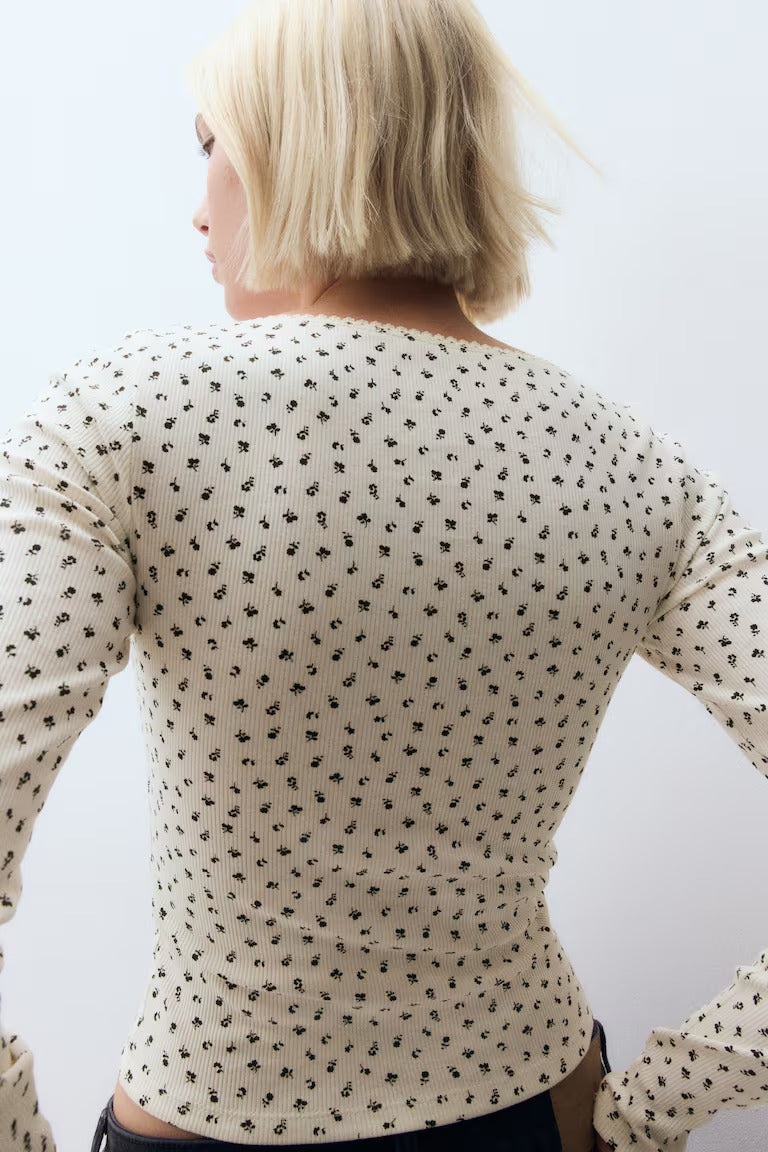 H&M Picot-Trimmed Cotton Top