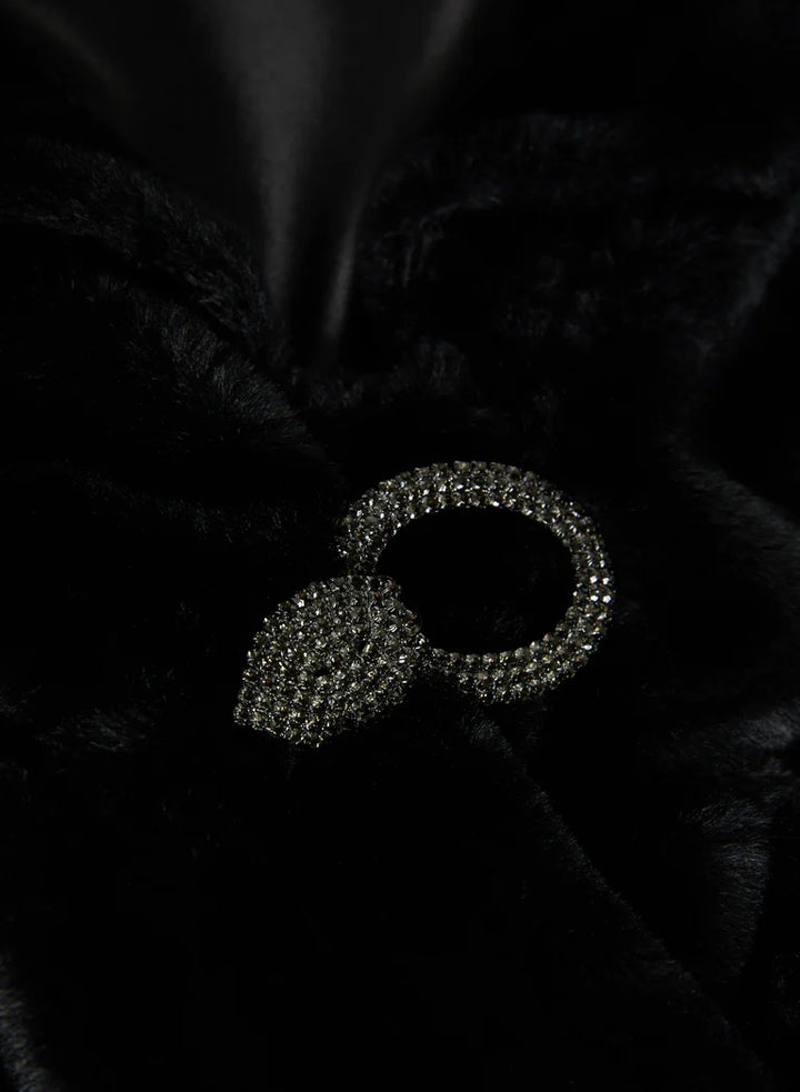LAURA Rhinestone Clip Faux Fur Stole