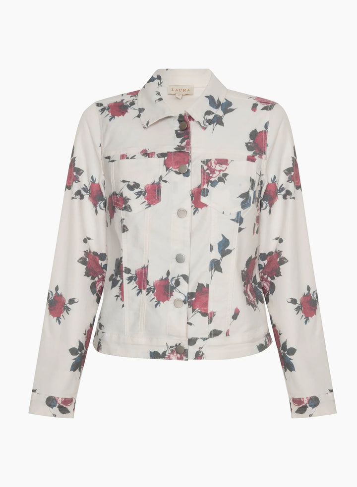 LAURA Floral Print Denim Jacket