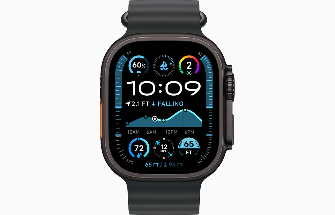 Apple Watch Ultra 2 GPS + Cellular, 49mm Black Titanium Case with Ice Blue Ocean Band