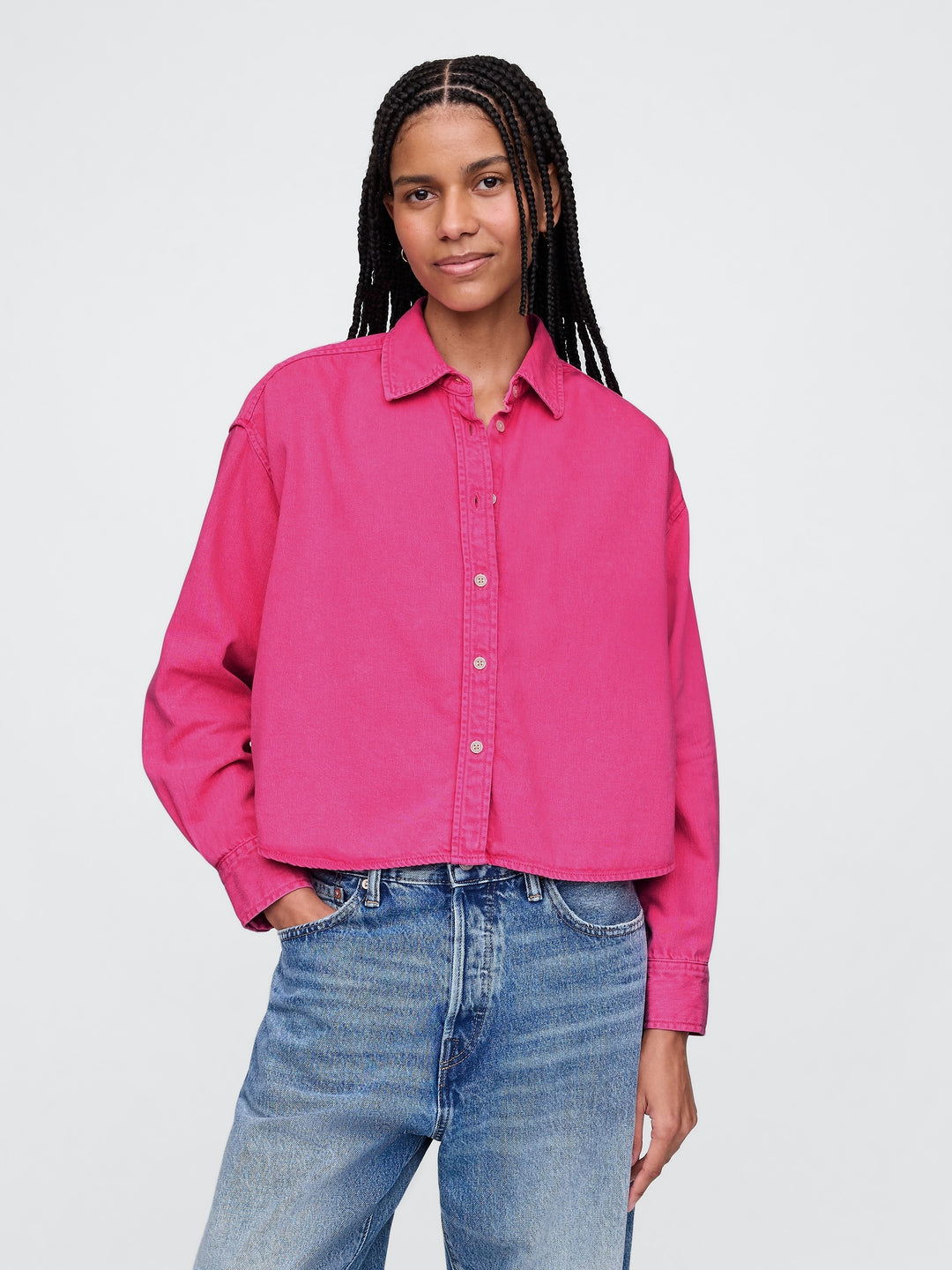 Gap UltraSoft Denim Cropped Big Shirt