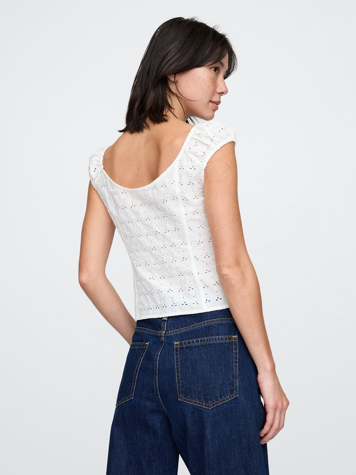 Gap Cap-Sleeve Eyelet Top