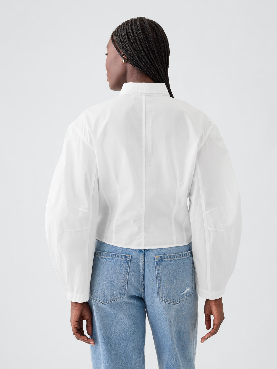 Gap Organic Cotton Poplin Barrel-Sleeve Cropped Shirt
