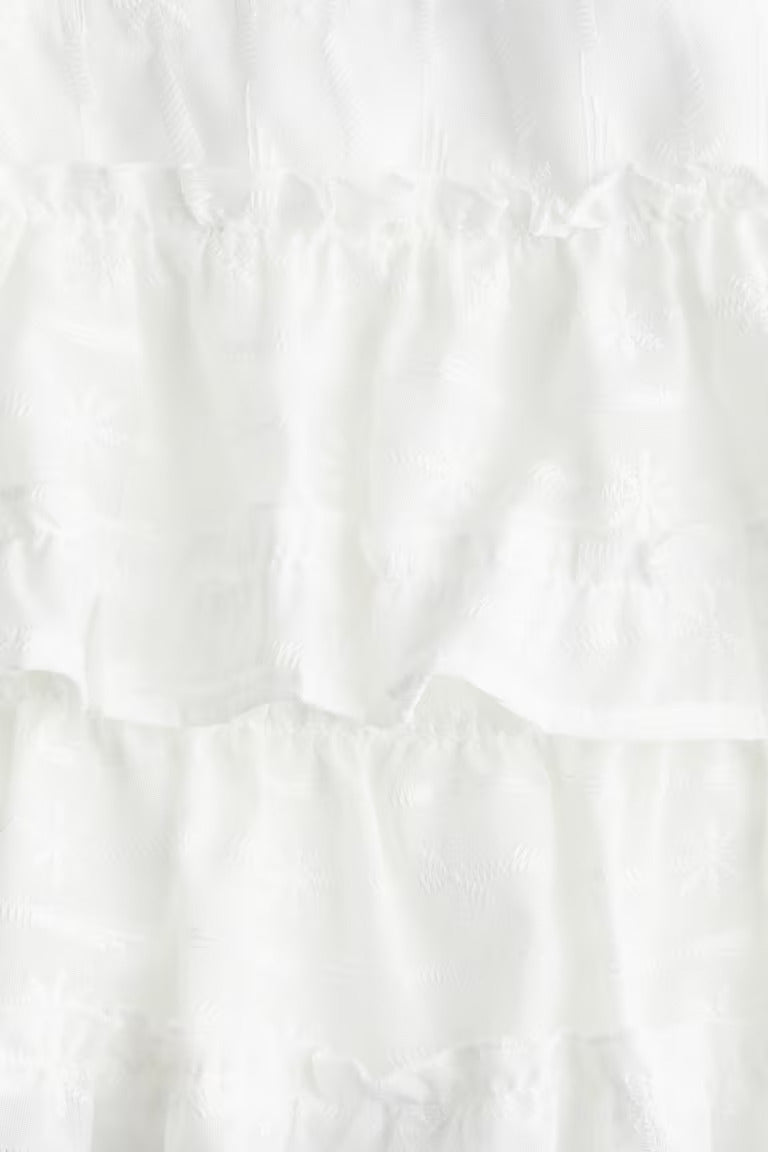 H&M EMBROIDERED TIERED SKIRT