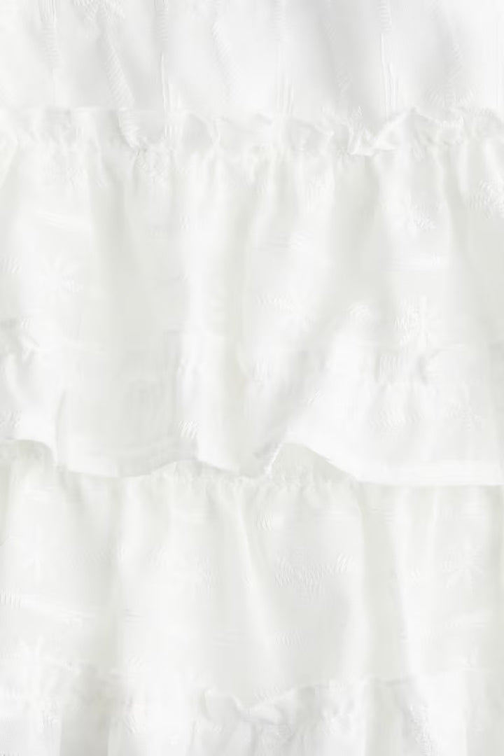 H&M EMBROIDERED TIERED SKIRT