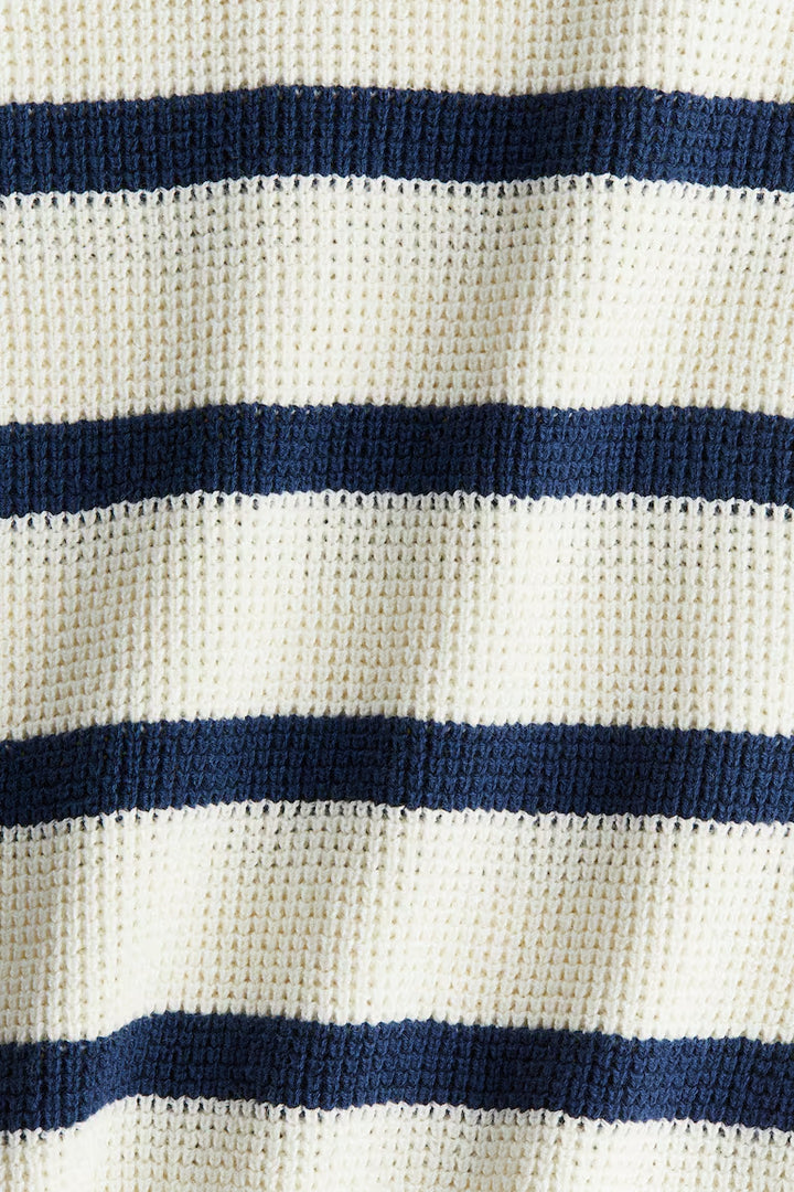 H&M WAFFLE-KNIT HENLEY SWEATER